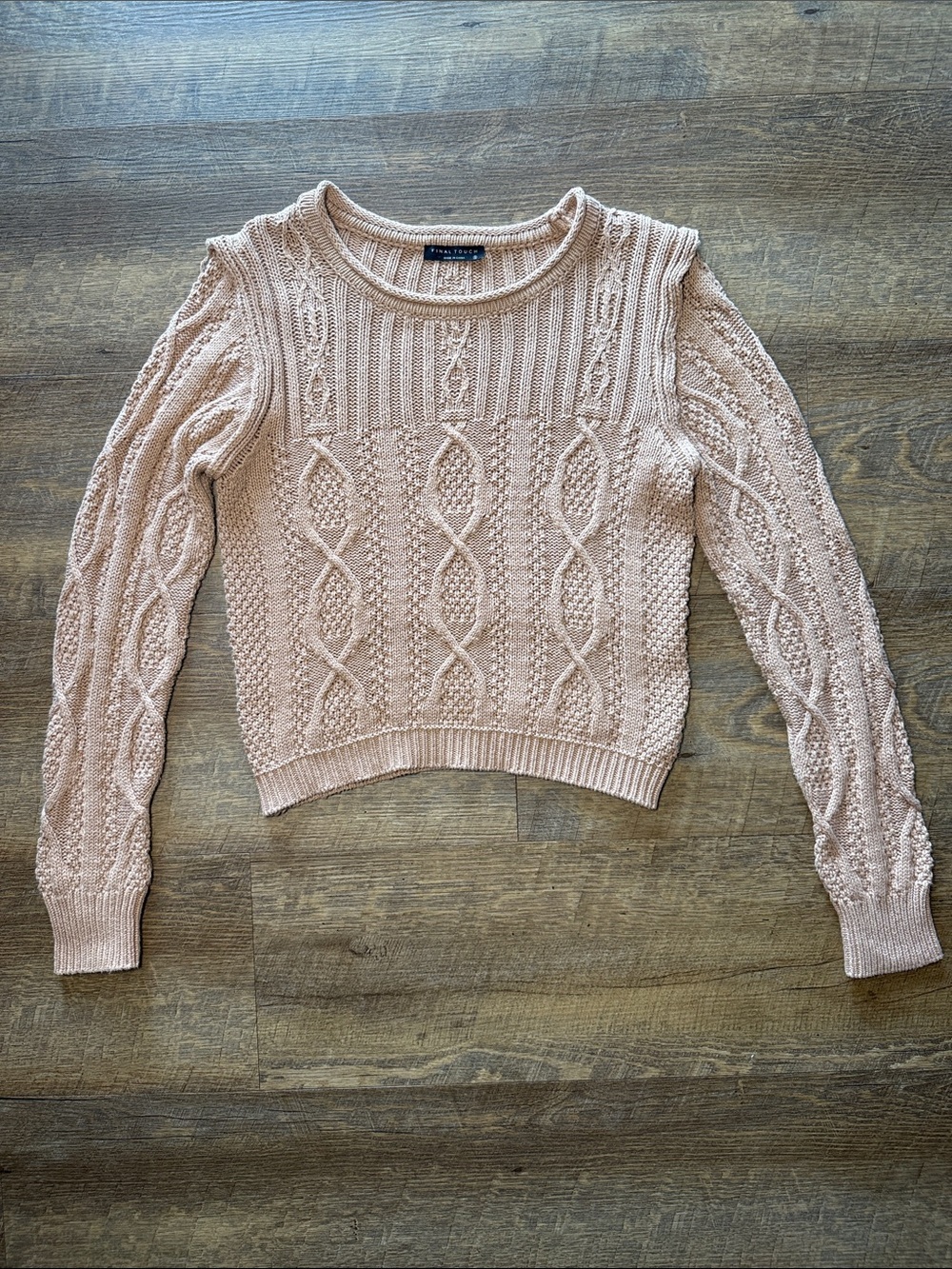 Final Touch Women's Cable Knit Sweater in Soft Mustard Size Small